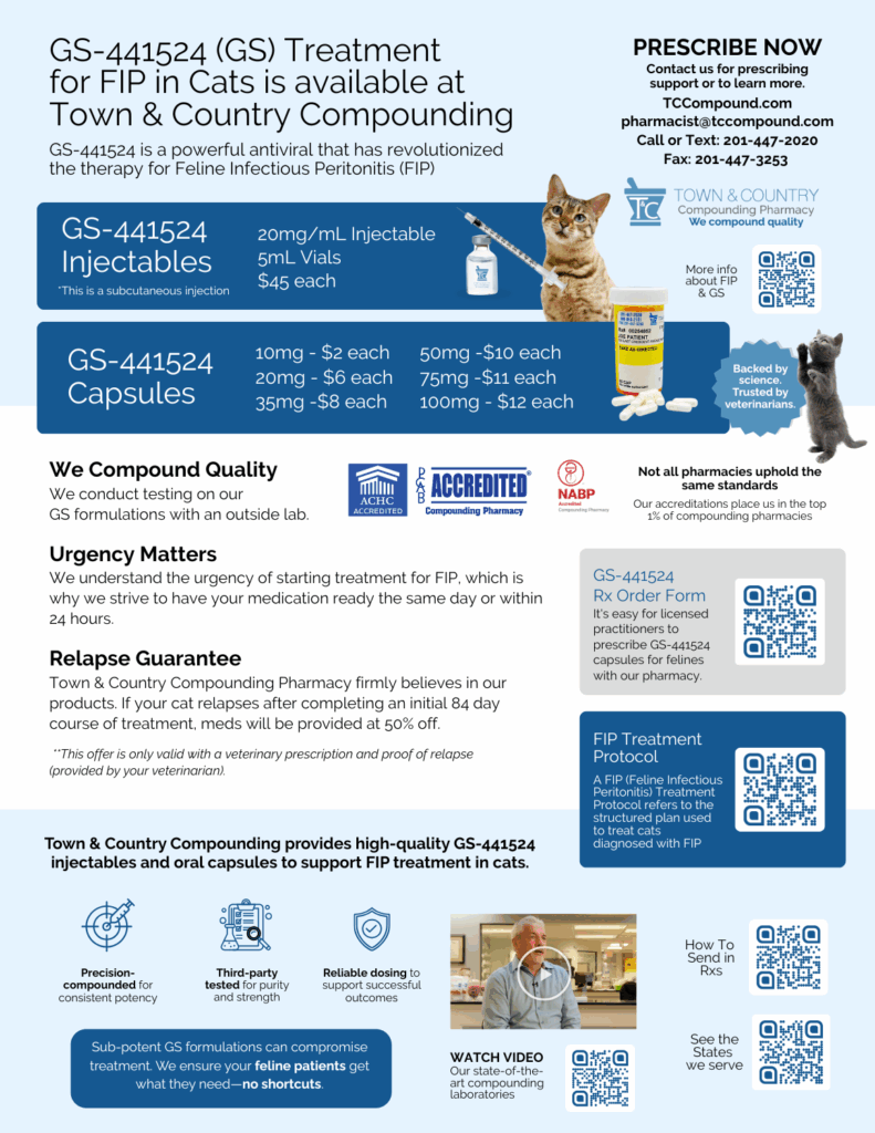 GS-441524 cat FIP treatment Feline Infectious Peritonitis injection capsules new jersey new york medication rx