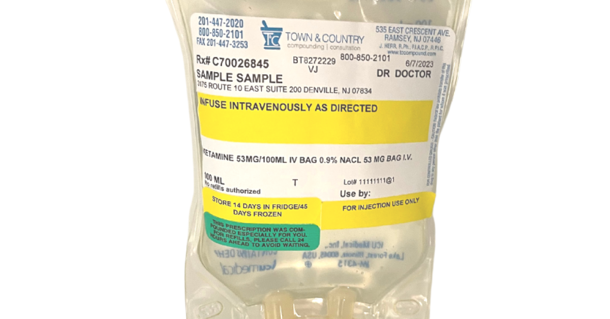 Ketamine Infusion IV Sterile Medication Prescription RX Order - Compounding Pharmacy New Jersey, NJ, New York, NY